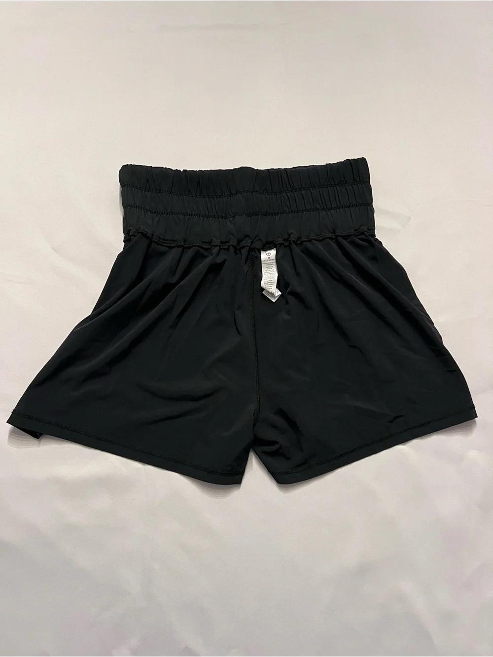 Glowmode Black High-Waist Athletic Shorts with Ruched Waistband 2 pockets Size M